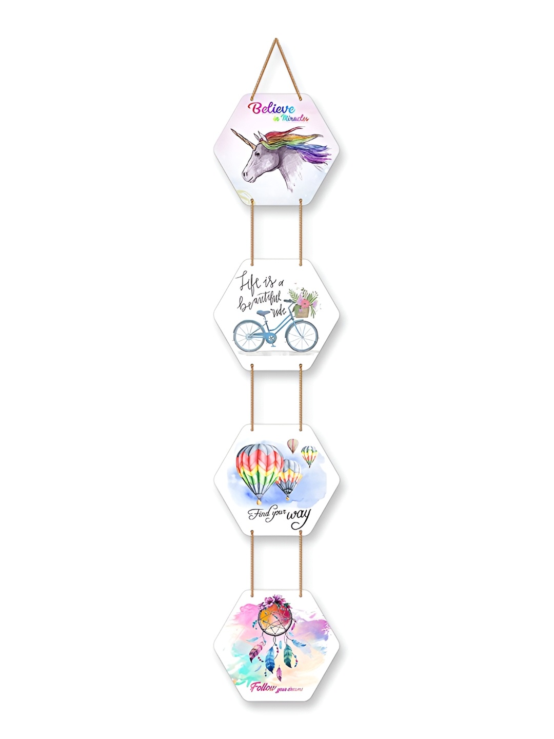 

Homspurts White & Blue Quirky Wooden Wall Hanging