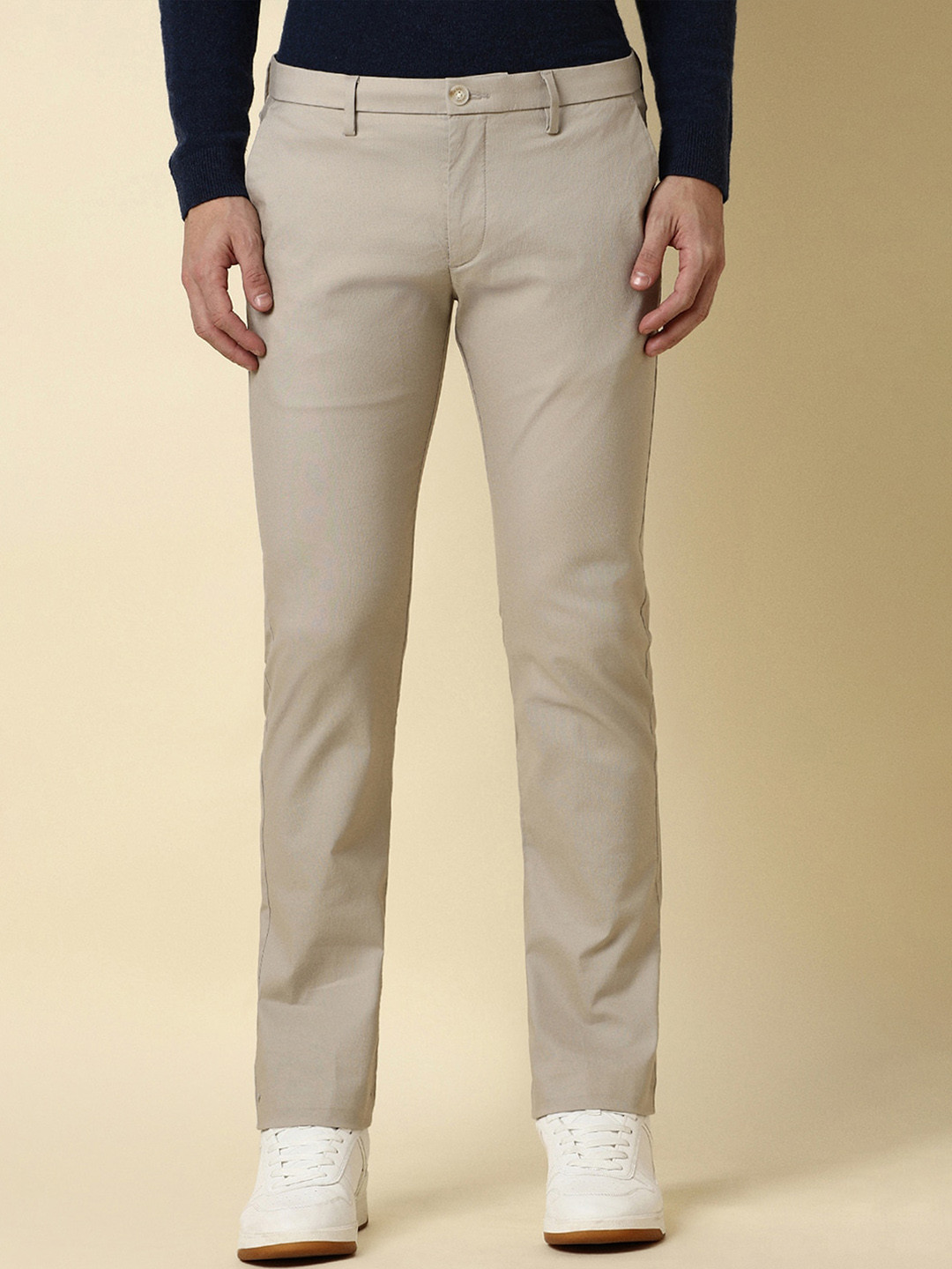 

Allen Solly Men Slim Fit Mid-Rise Casual Trousers, Beige