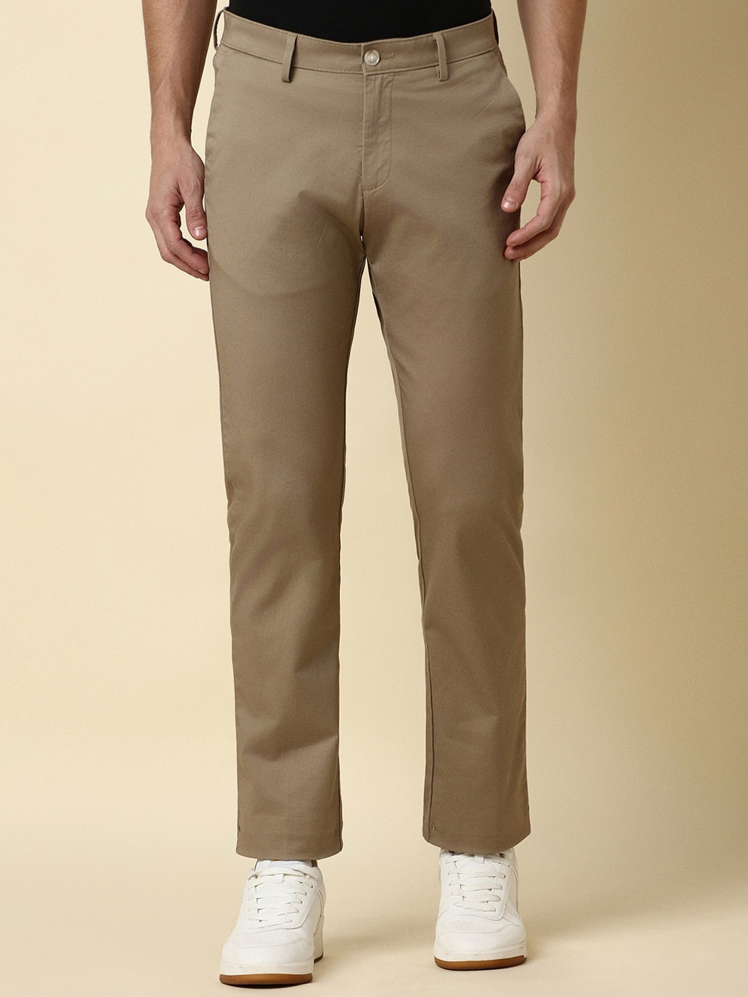 

Allen Solly Men Mid-Rise Casual Trousers, Khaki