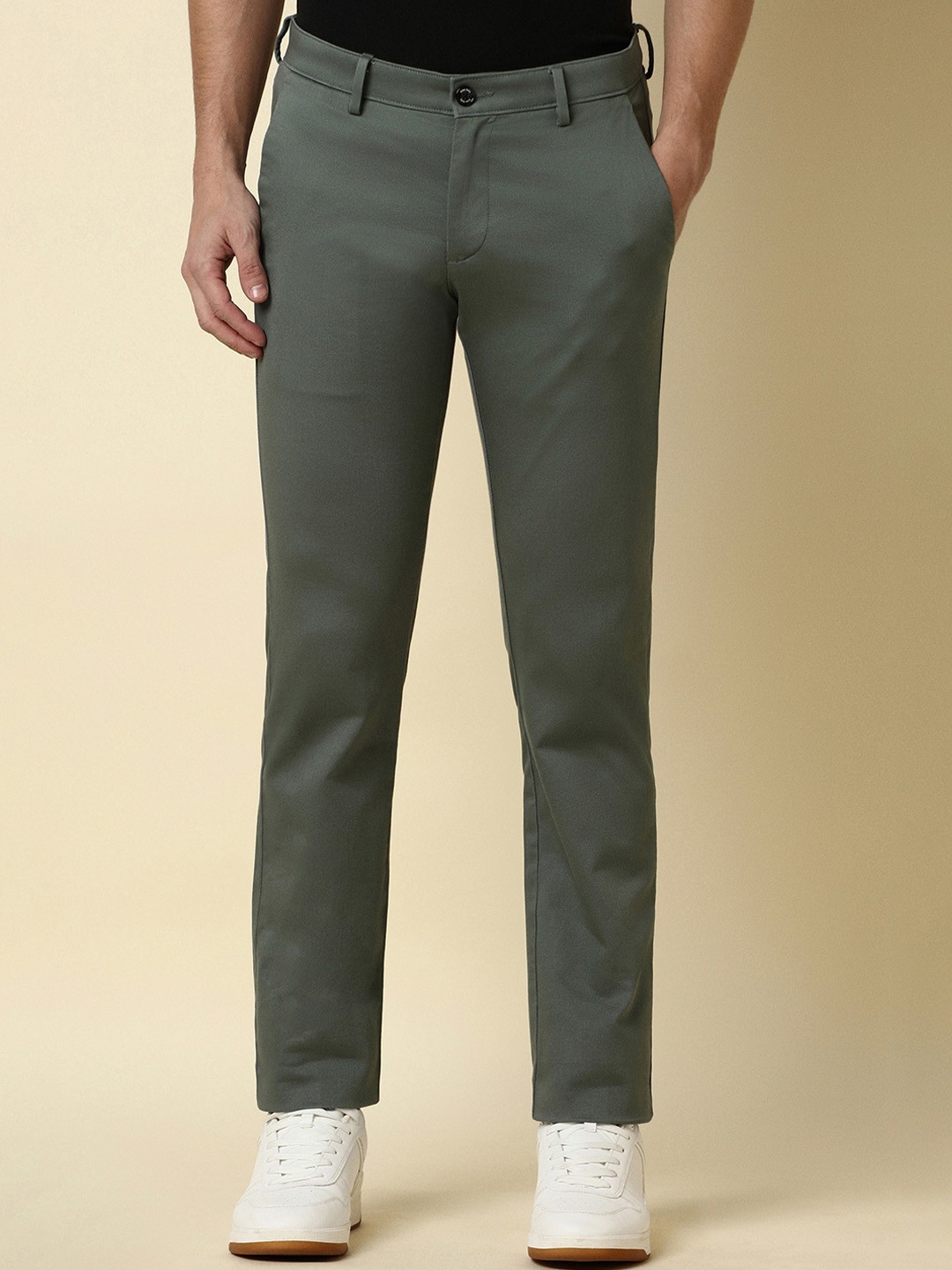 

Allen Solly Men Slim Fit Mid-Rise Casual Trousers, Green