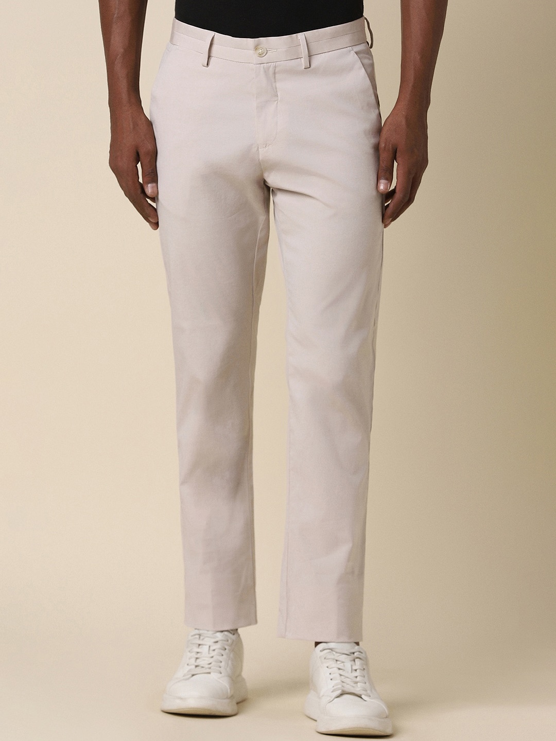 

Allen Solly Men Mid Rise Trousers, Cream