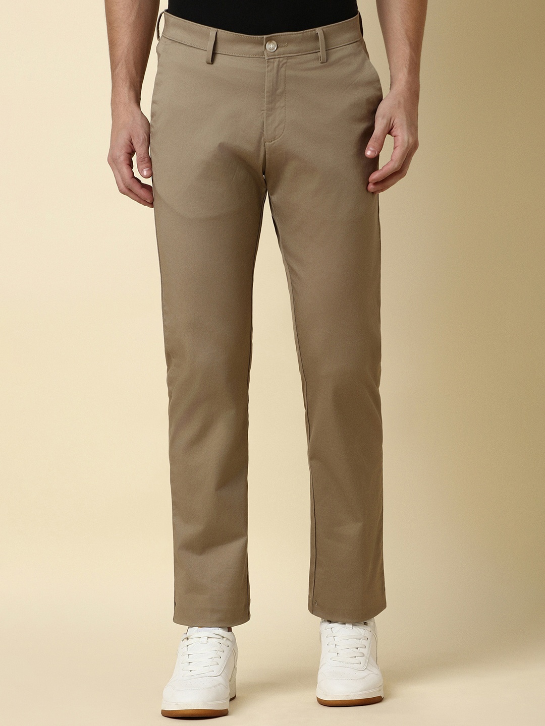 

Allen Solly Men Mid-Rise Casual Trousers, Khaki