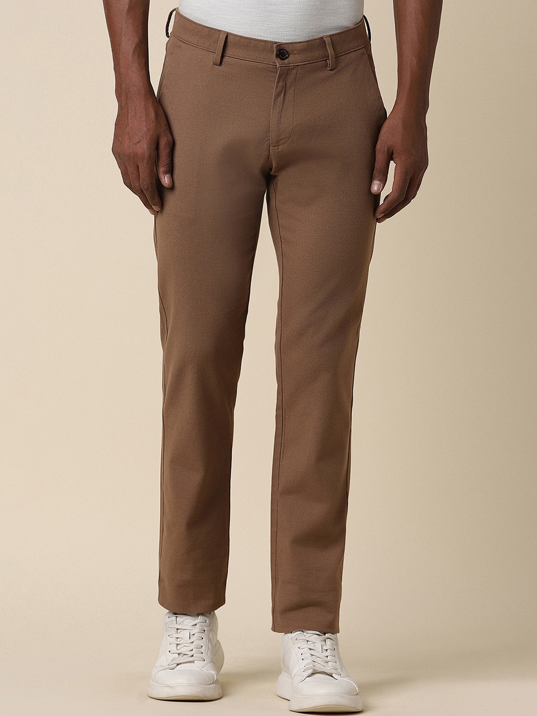 

Allen Solly Men Slim Fit Mid Rise Trousers, Brown