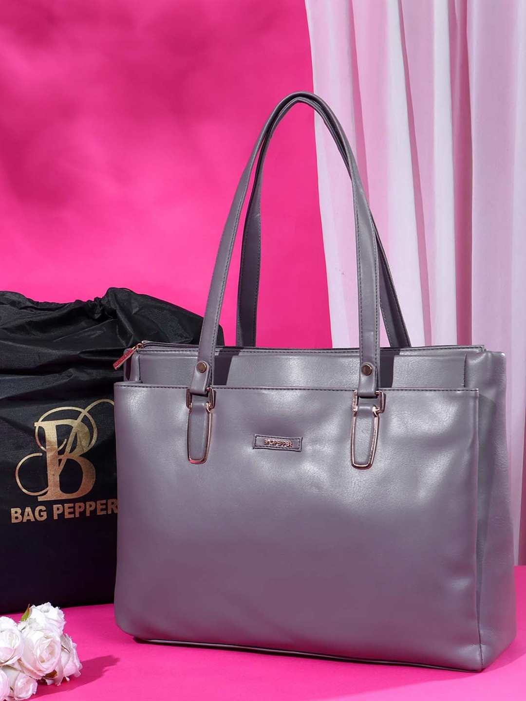 

Bag Pepper Textured Structured Shoulder Bag, Grey