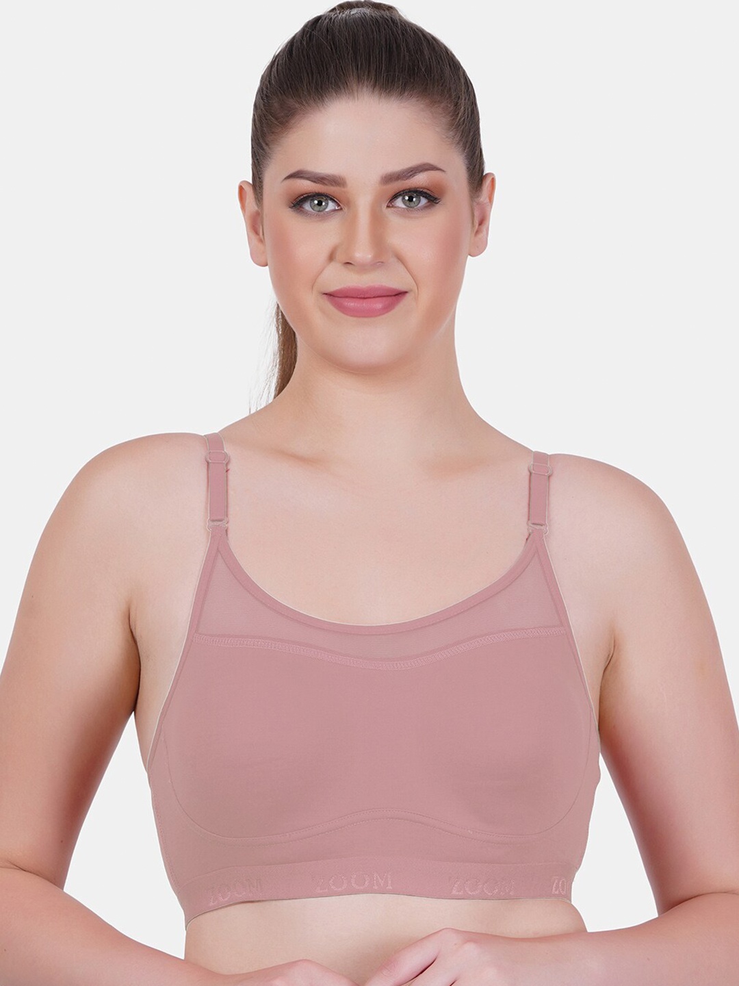 

Reveira Non-Wired Non Padded Seamless Dry Fit Workout Bra with All Day Comfort, Pink