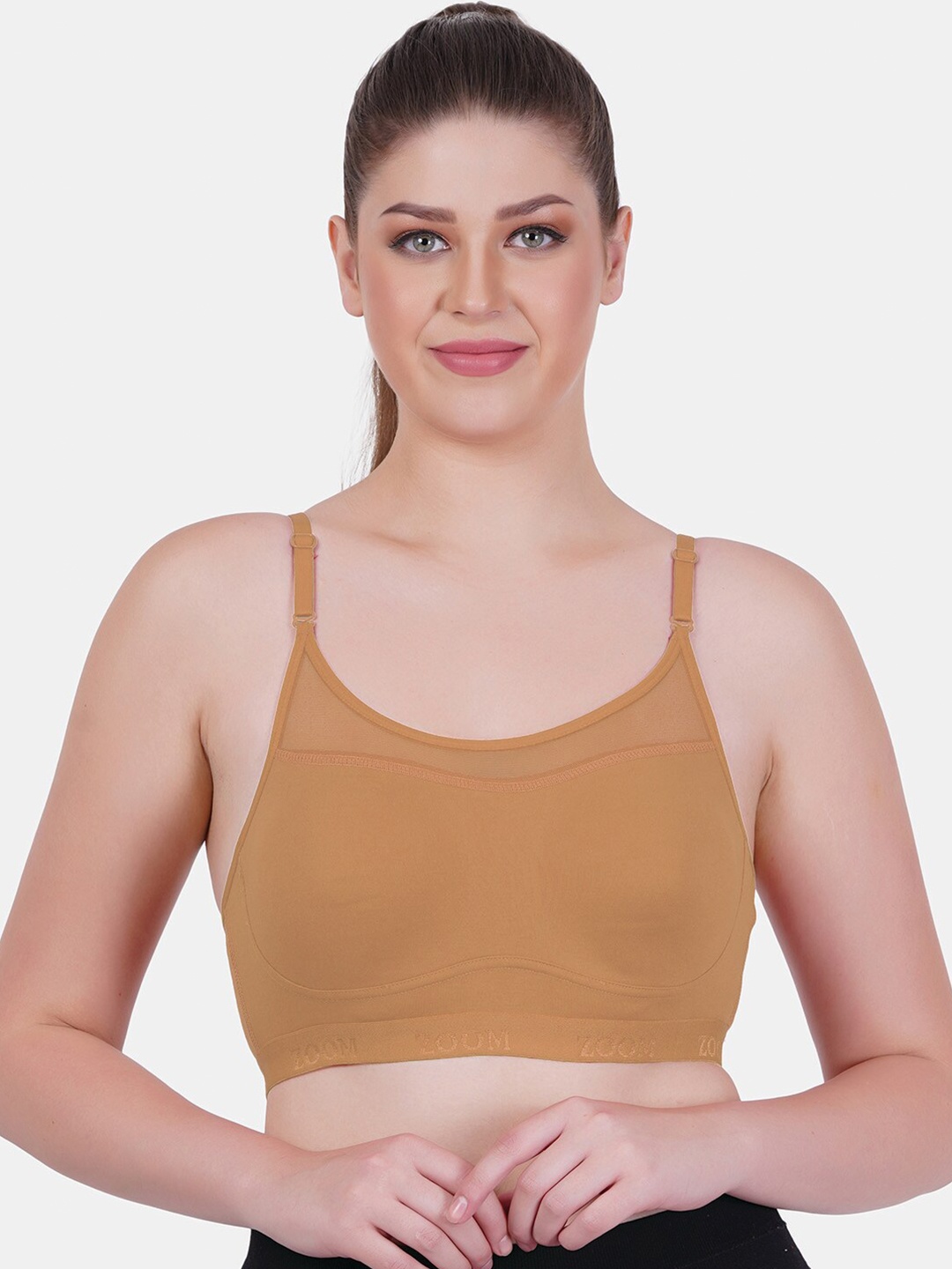 

Reveira Non-Wired Non Padded Seamless Dry Fit Workout Bra with All Day Comfort, Nude