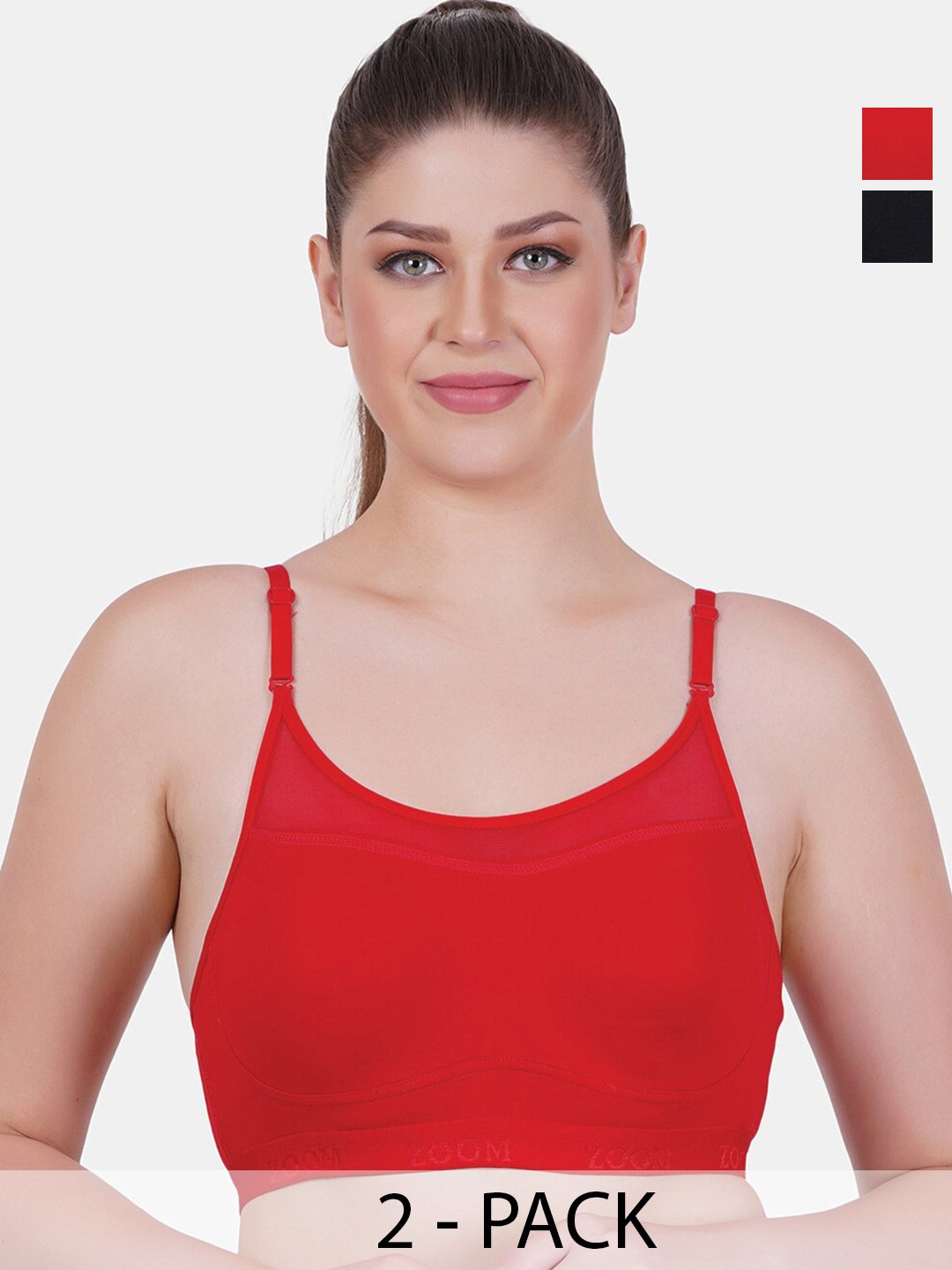 

Reveira Pack Of 2 Non-Wired Non Padded Dry Fit Seamless Workout Bra With All Day Comfort, Black