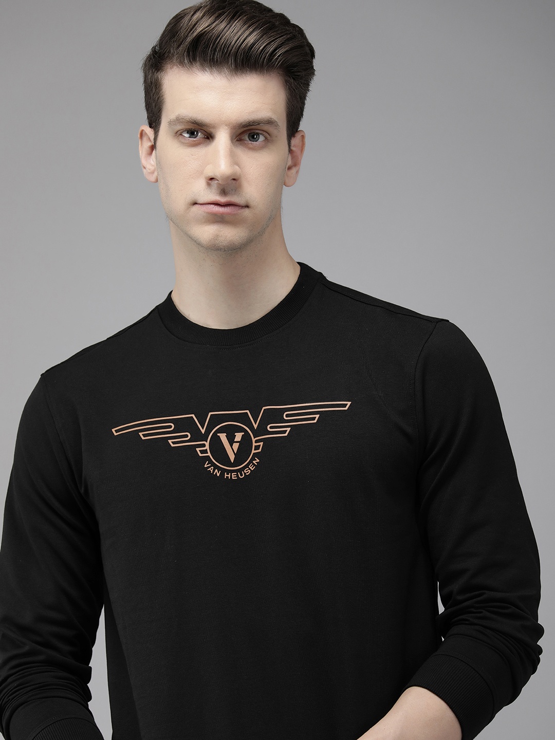

Van Heusen Men Printed Sweatshirt, Black