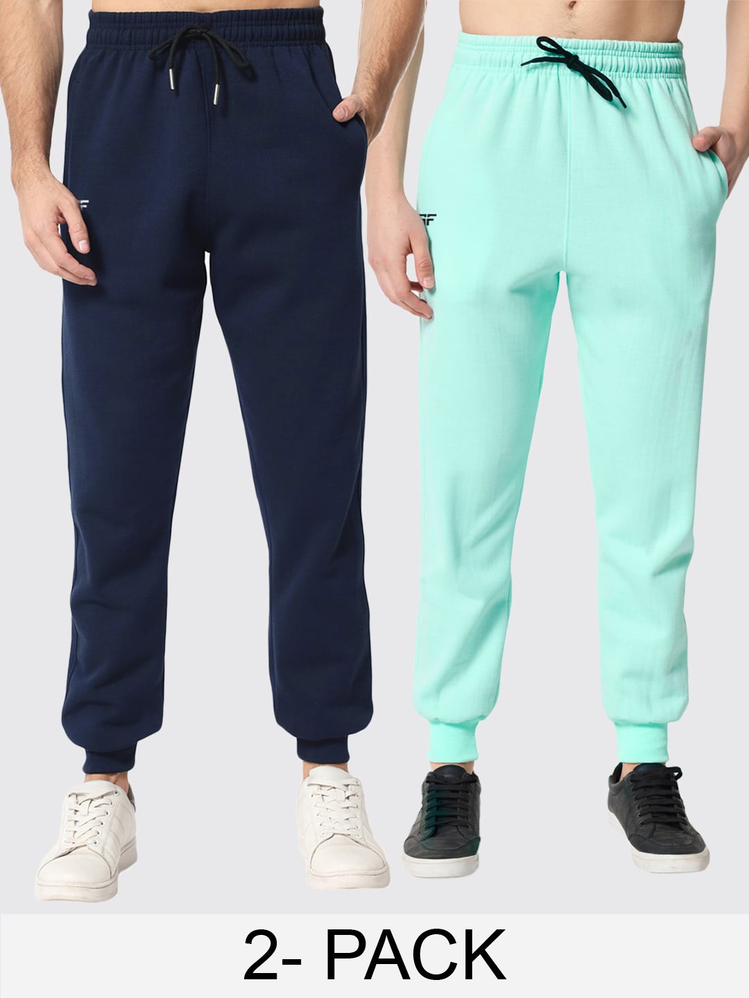 

FFLIRTYGO Men Pack Of 2 Fleece Slim Fit Joggers, Sea green