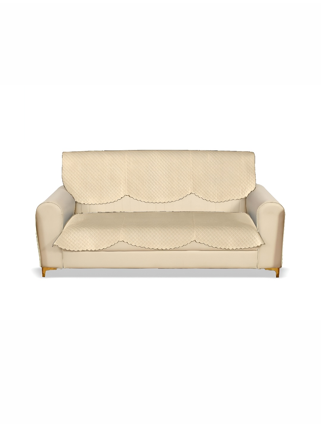 

Sparrow world 6 Pcs Beige Quilted Velvet 3 Seater Sofa Cover