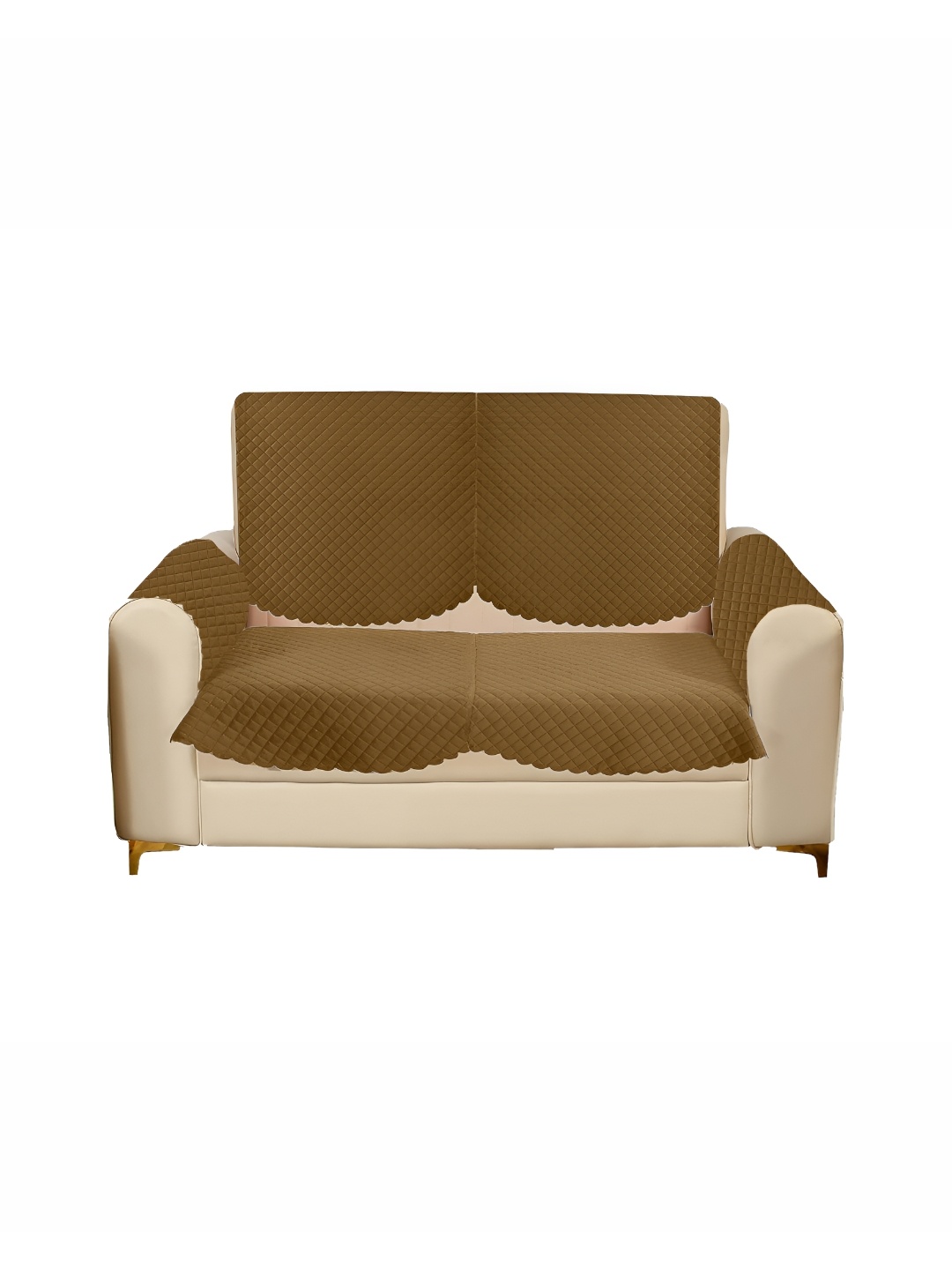 

Sparrow world Brown 4 Pieces Velvet 2 Seater Sofa Cover With Arms