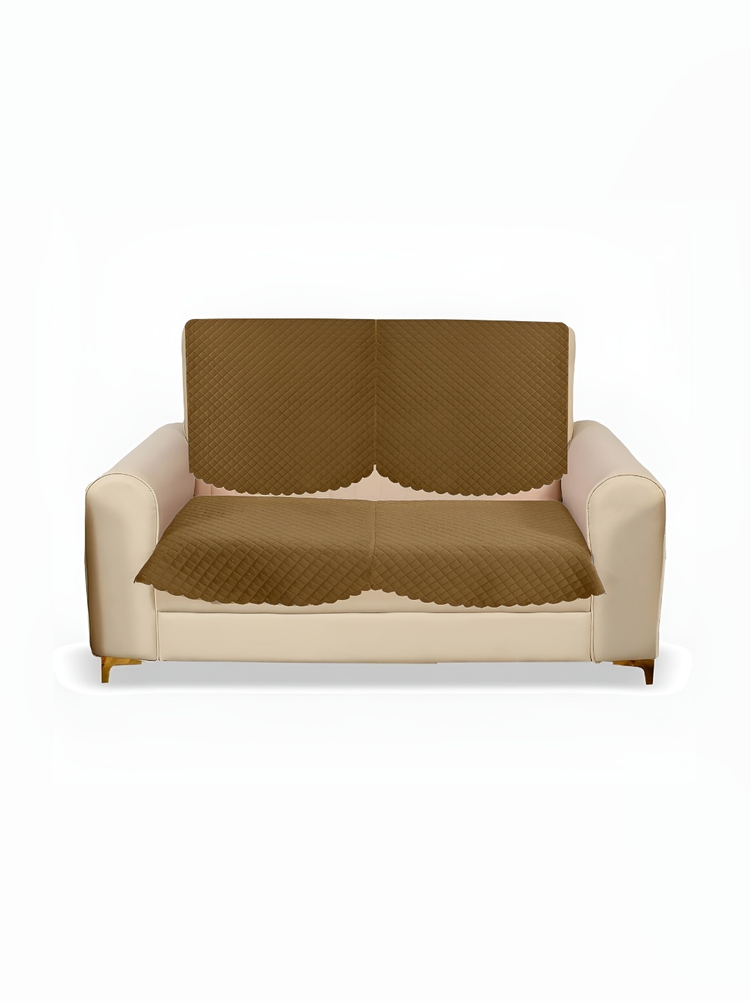 

Sparrow world Brown Quilted Self Design Velvet 2 Seater Sofa Cover