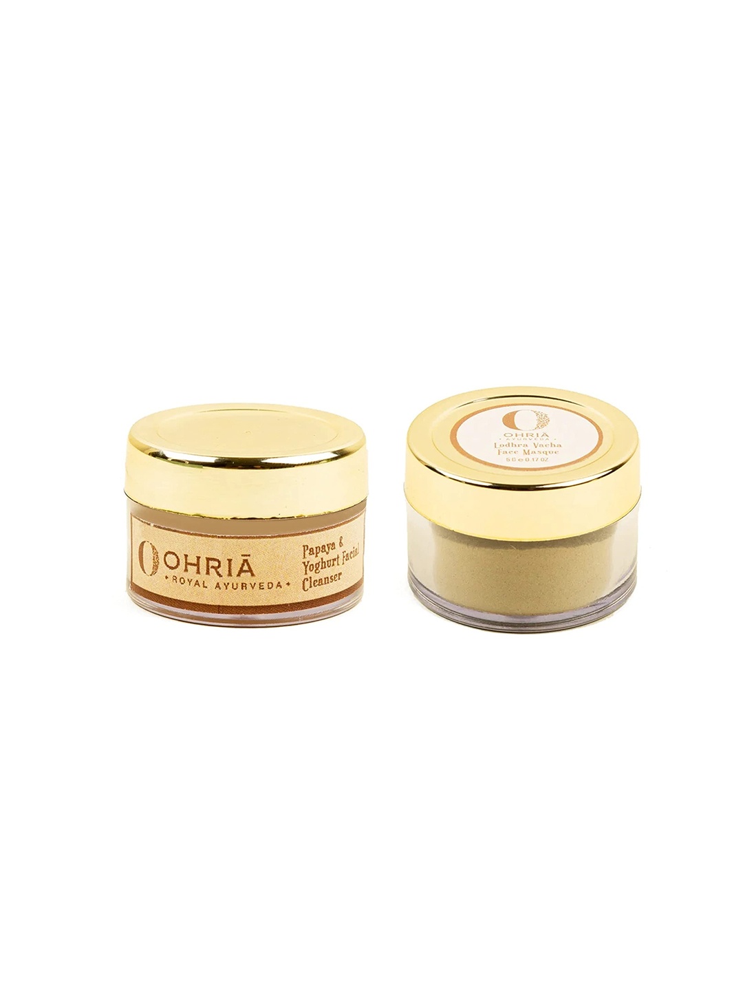 

OHRIA Ayurveda Set of 2 Papaya & Yogurt Facial Cleanser & Lodhra Varcha Face Pack Combo, Yellow