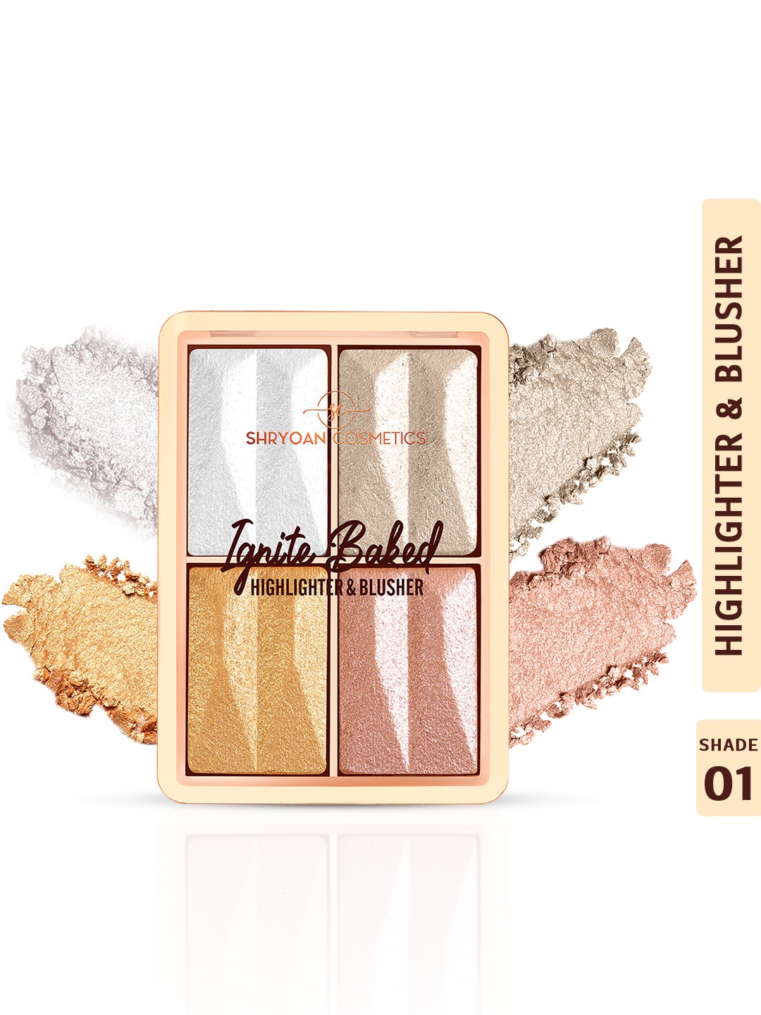 

SHRYOAN Inginte Baked Waterproof Shimmer Blusher & Highlighter Palette 12g, Pink