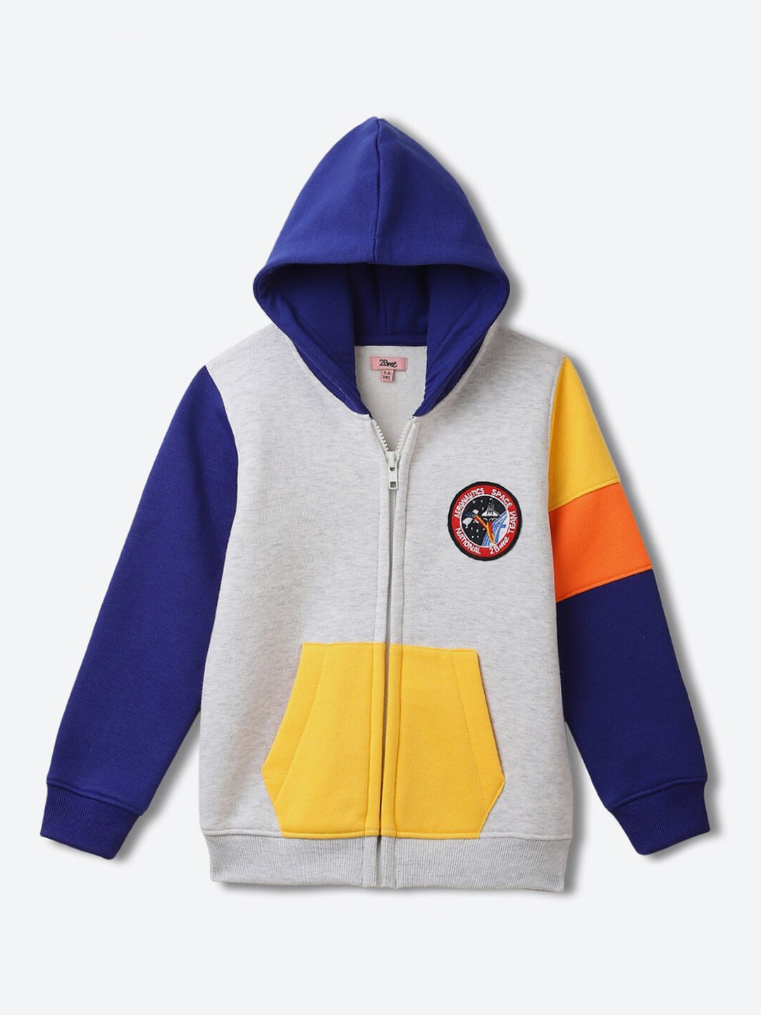 

2Bme Girls Colourblocked Hooded Long Sleeves Pullover Sweatshirt, Grey