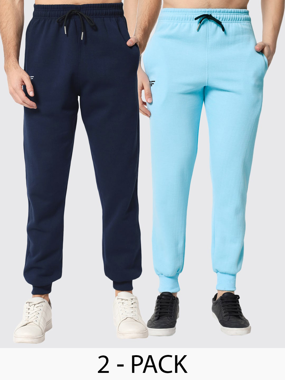 

FFLIRTYGO Men Pack Of 2 Fleece Slim Fit Joggers, Blue