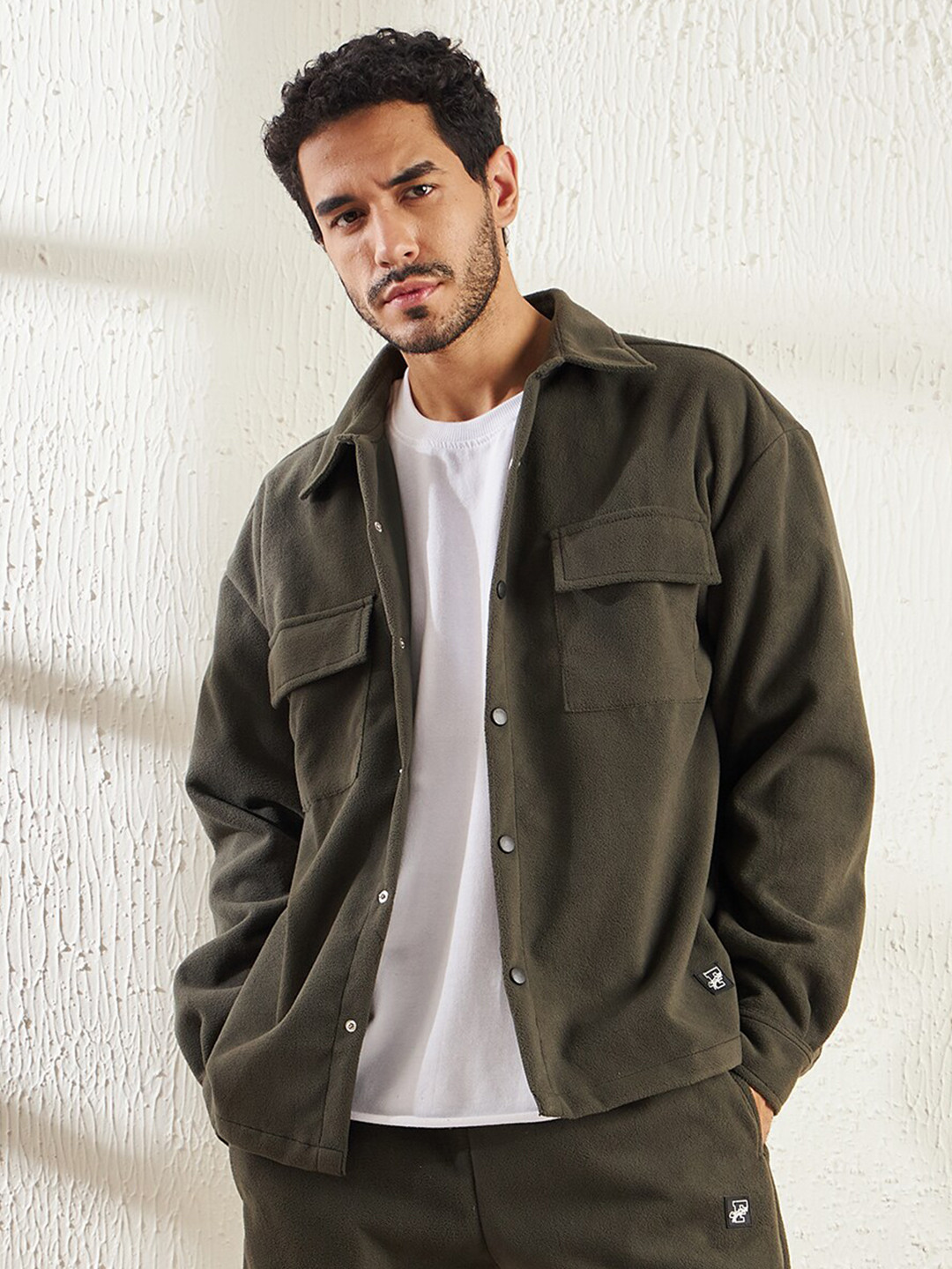 

FUGAZEE Straight Oversized Drop-Shoulder Sleeves Casual Shackets, Khaki