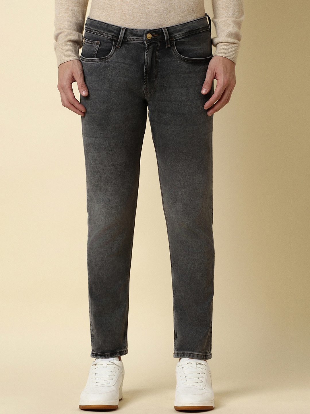 

Allen Solly Men Clean Look Heavy Fade Slim Fit Stretchable Jeans, Grey