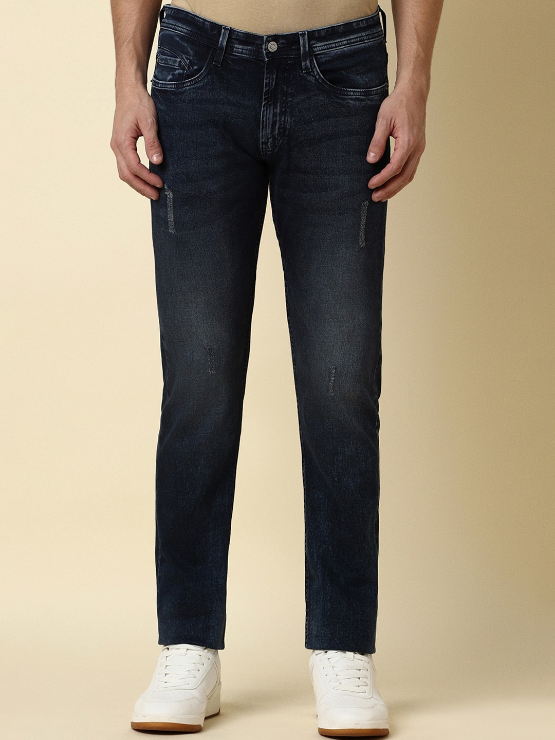 

Allen Solly Men Slim Fit Low Distress Jeans, Navy blue