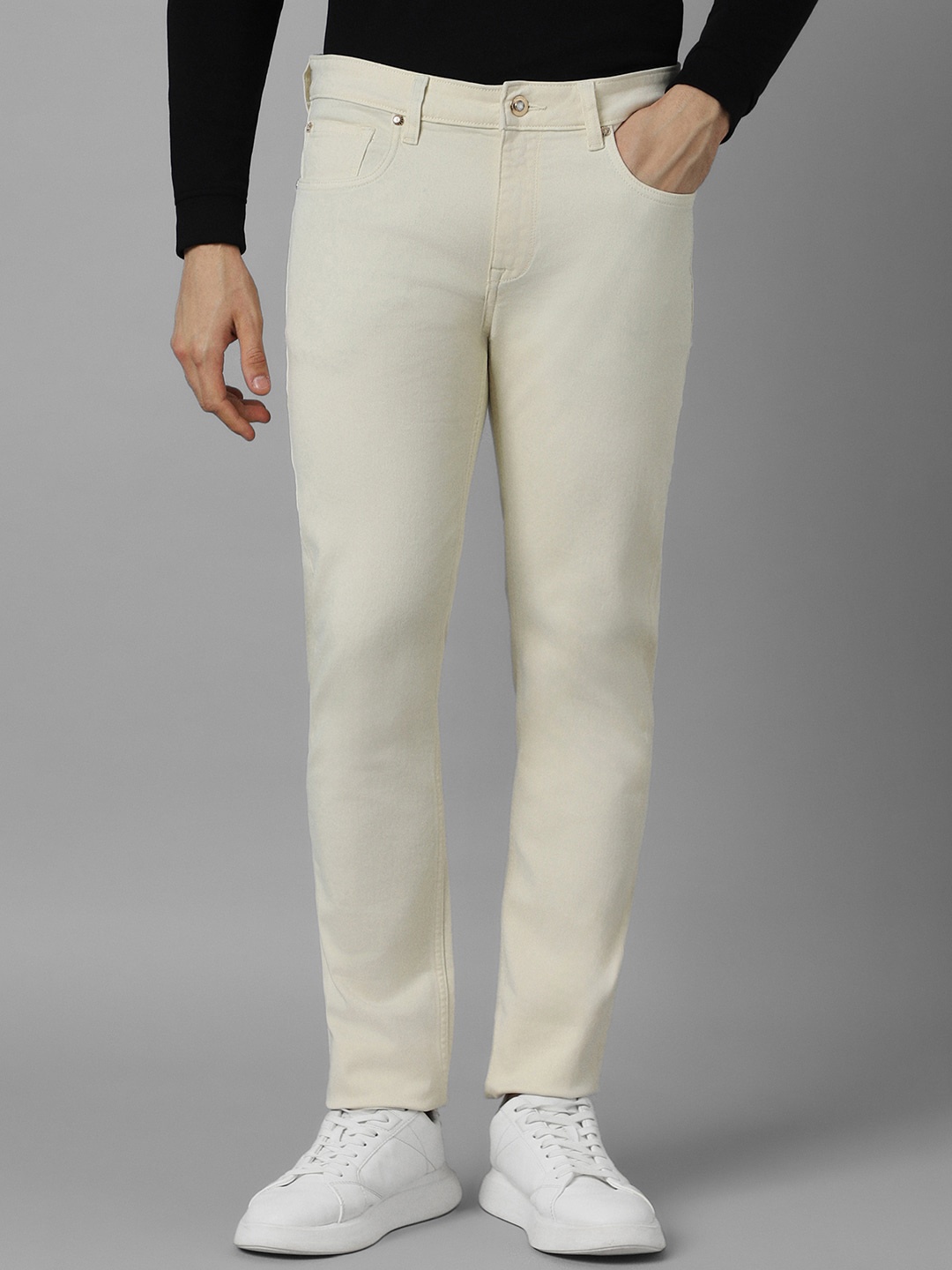 

Louis Philippe Jeans Men Mid-Rise Slim Fit Clean Look Stretchable Jeans, Cream