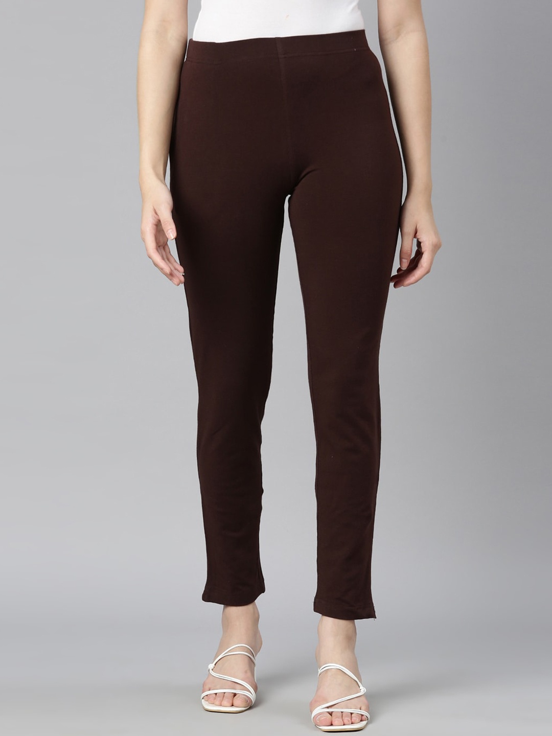 

DIXCY SCOTT Slimz Mid-Rise Ankle-Length Leggings, Coffee brown