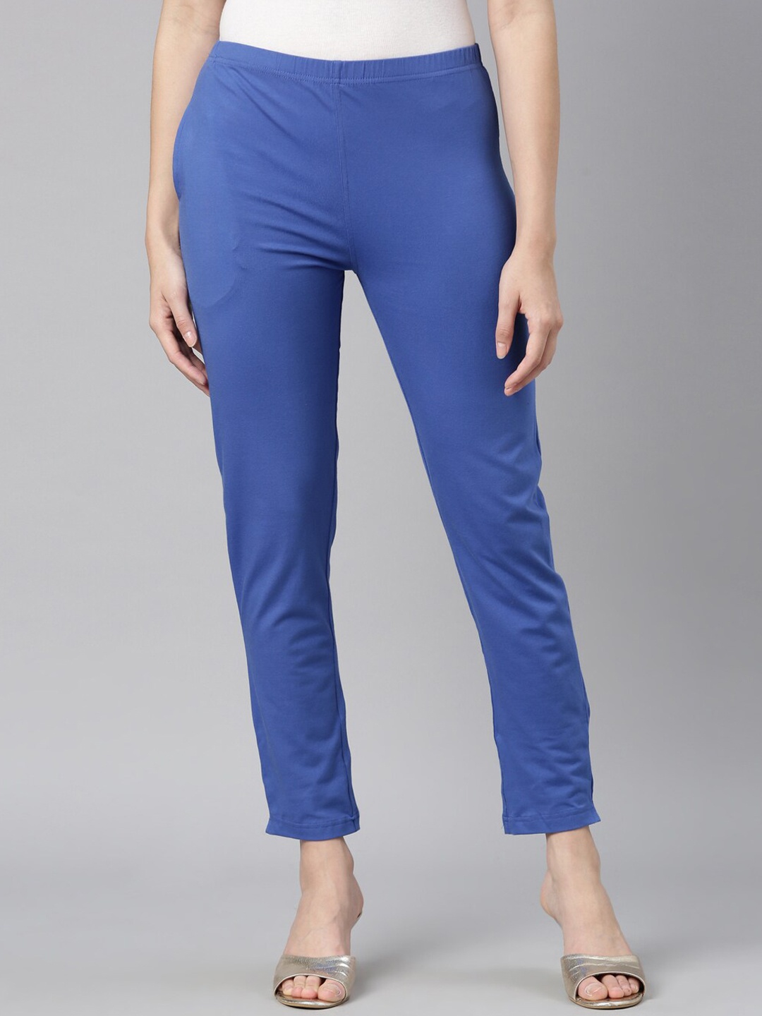 

DIXCY SCOTT Slimz Mid-Rise Ankle-Length Cotton Leggings, Blue
