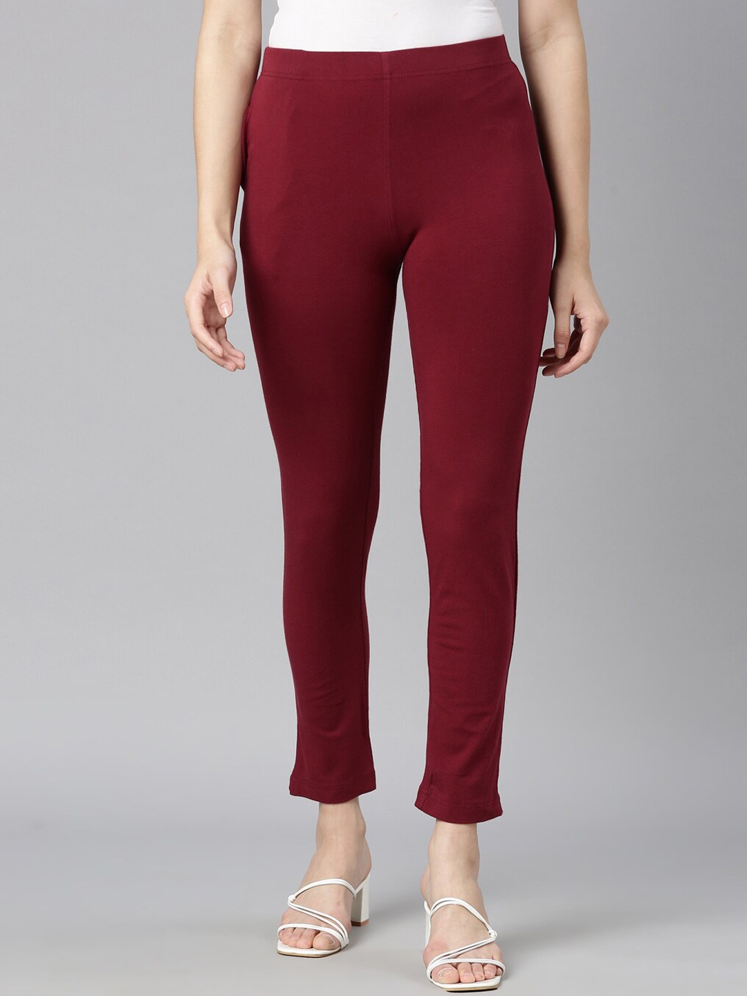 

DIXCY SCOTT Slimz Mid-Rise Ankle-Length Leggings, Maroon