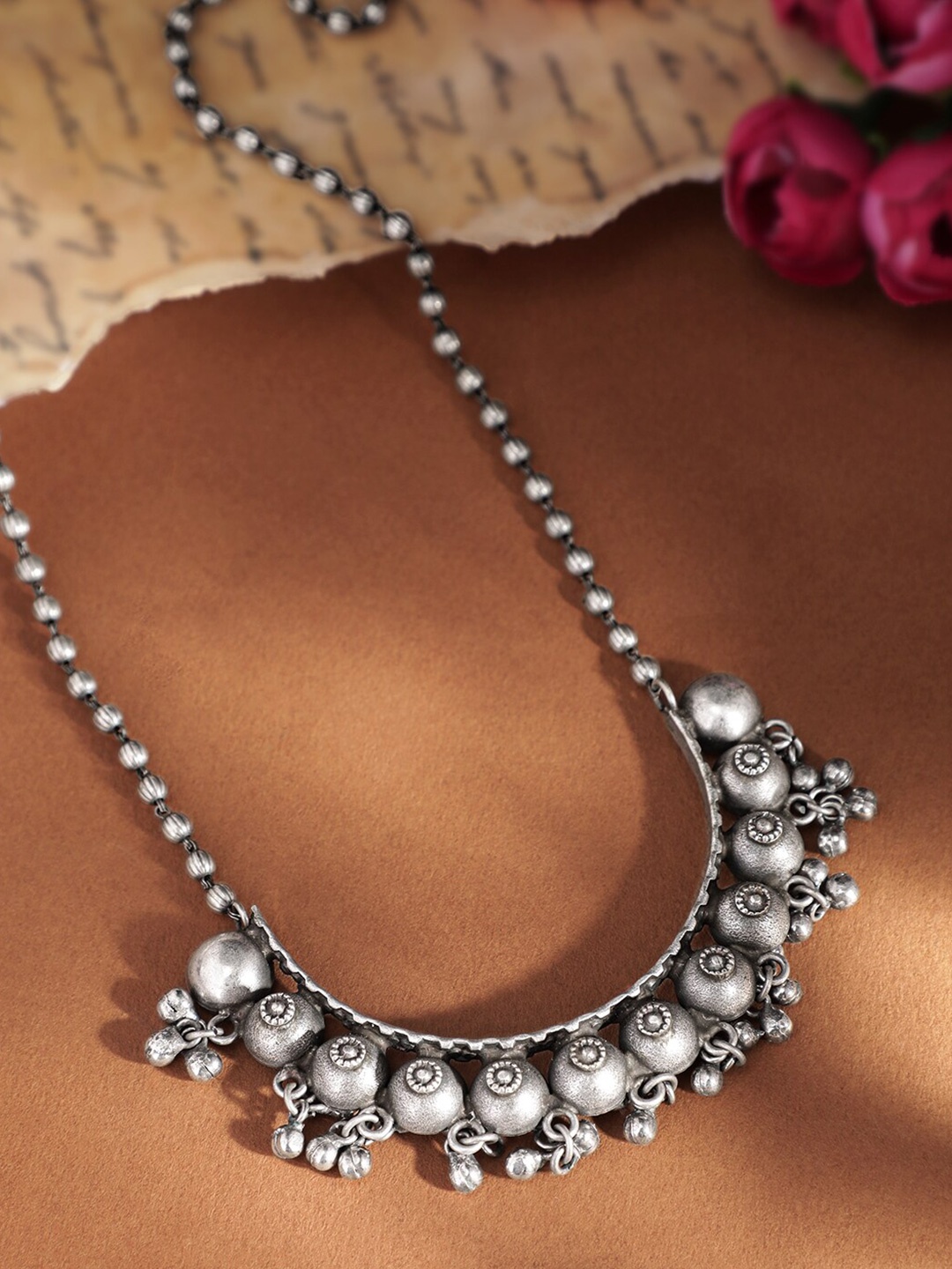 

Rubans Silver-Plated Oxidised Necklace