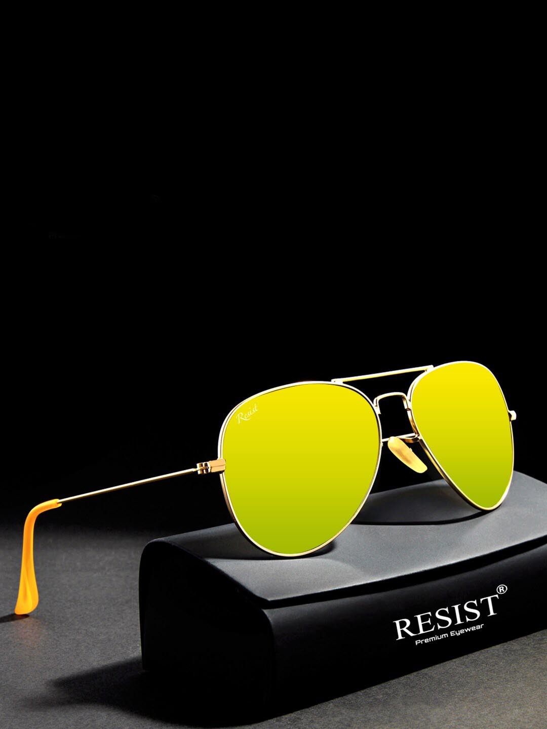 

RESIST EYEWEAR Unisex Aviator Sunglasses With UV Protected Lens, Yellow
