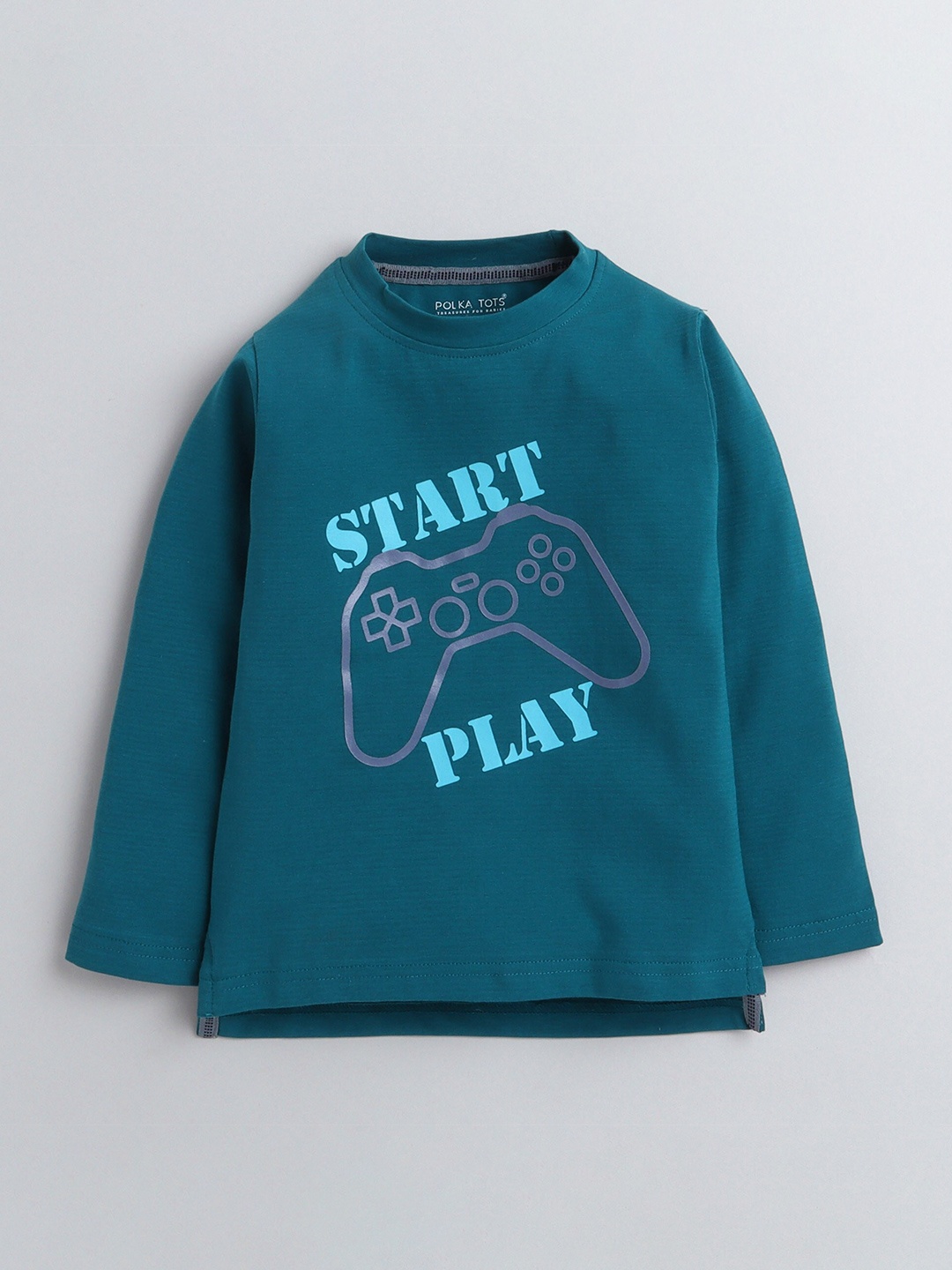

Polka Tots Boys Typography Printed Cotton T-shirt, Blue