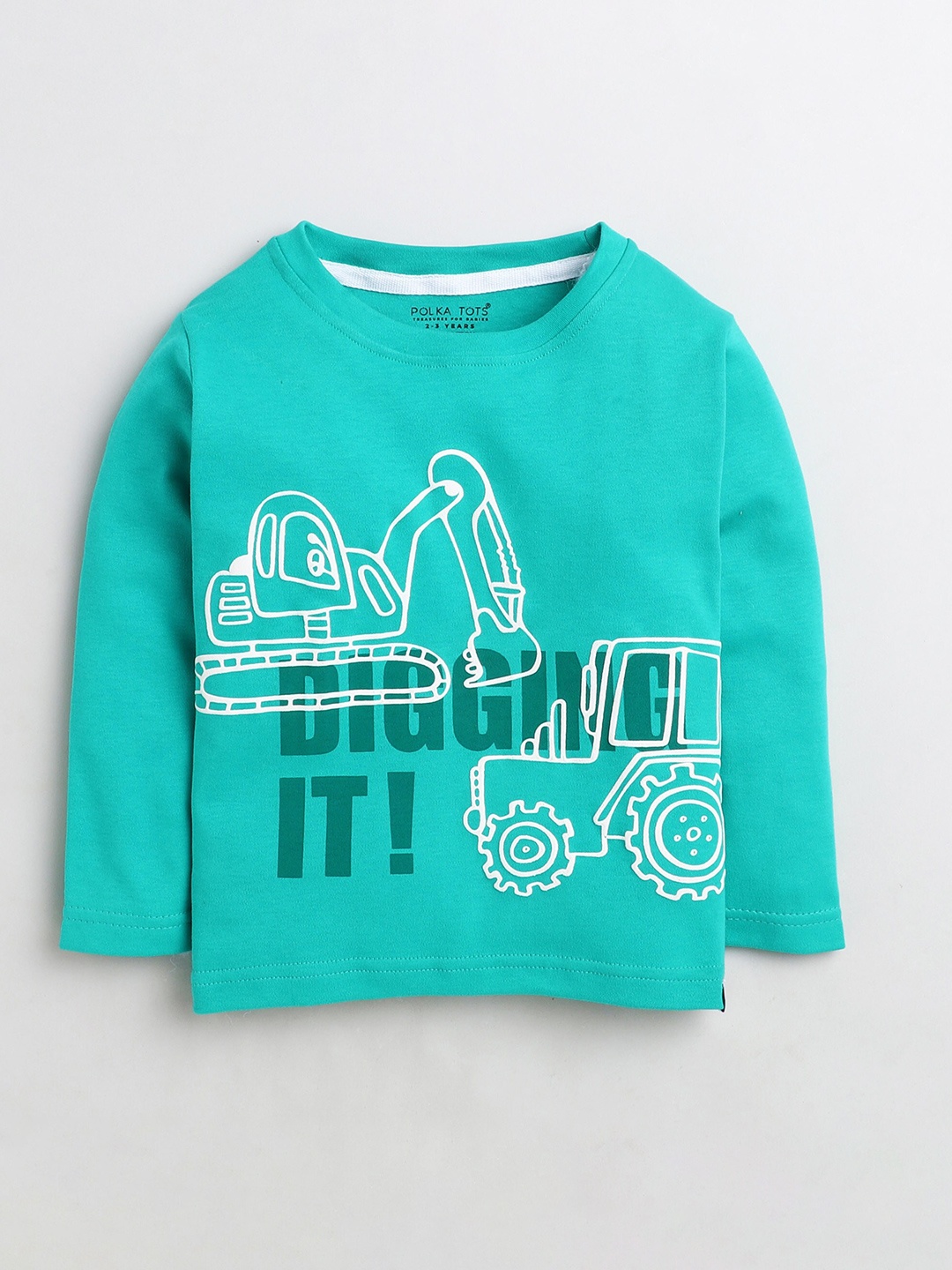 

Polka Tots Boys Graphic Printed Cotton T-shirt, Green