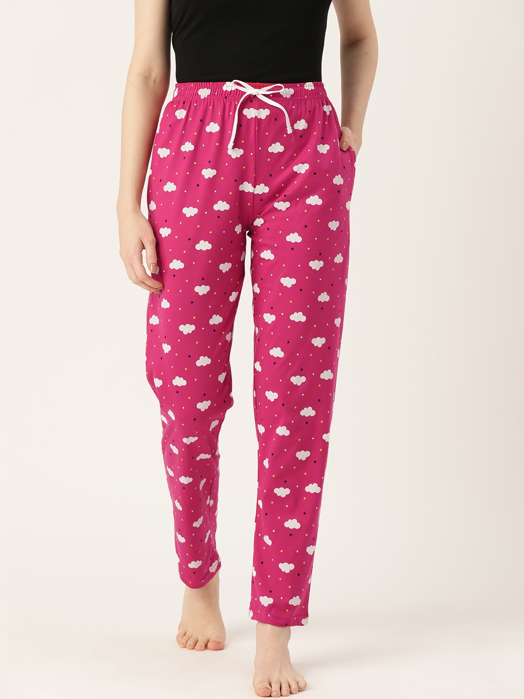 

ETC Printed Mid-Rise Lounge Pants, Magenta