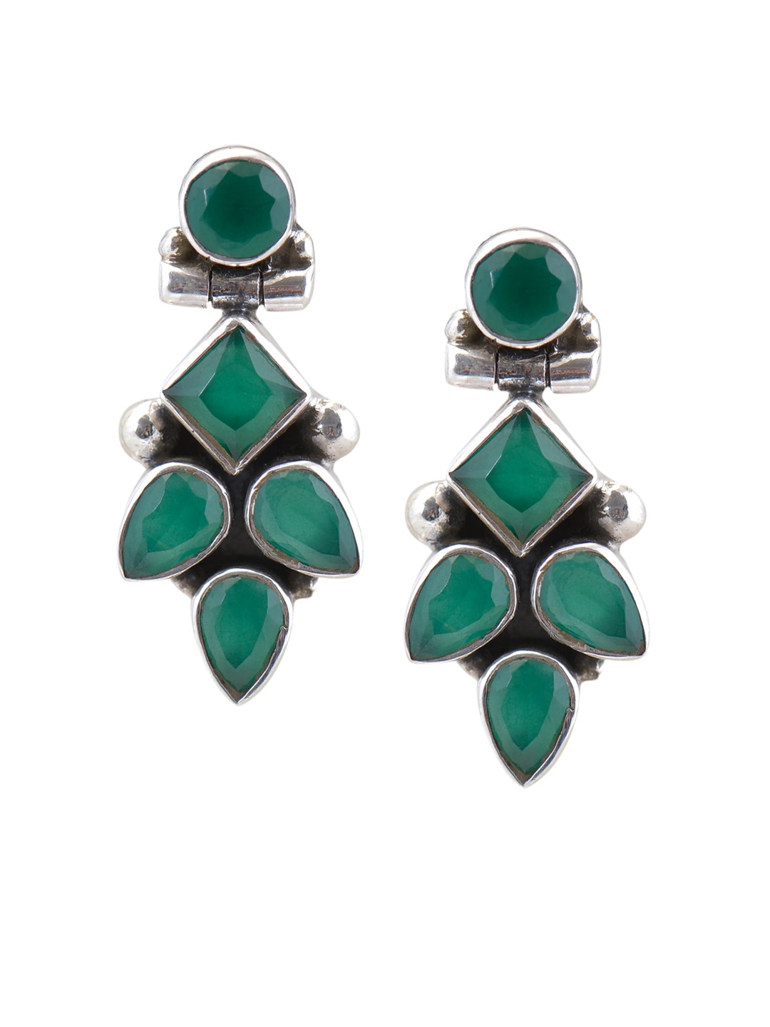 

Silverwala 92.5 Silver Stone Studded Drop Earrings