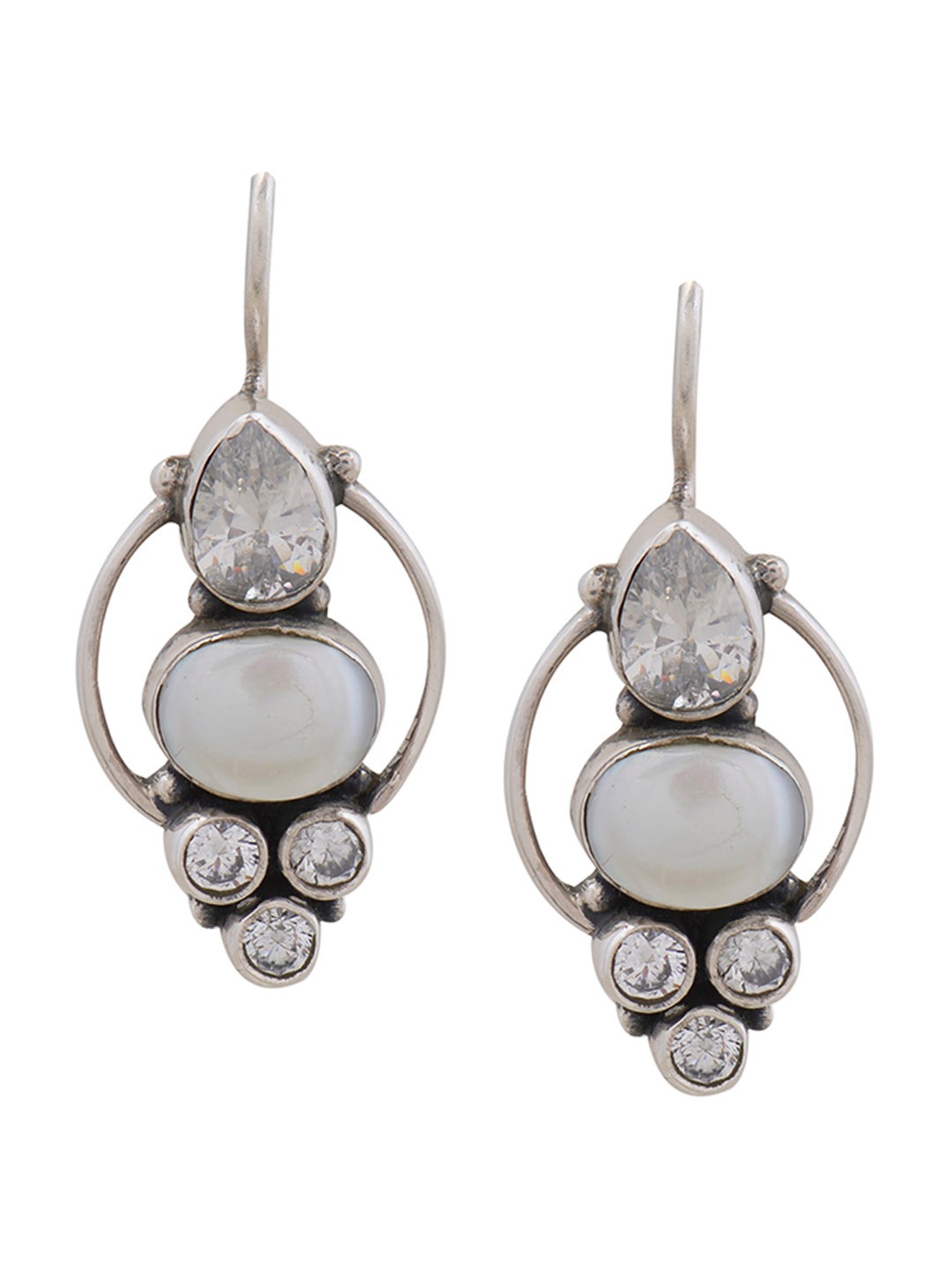 

Silverwala Pearls Silver Floral Drop Earrings