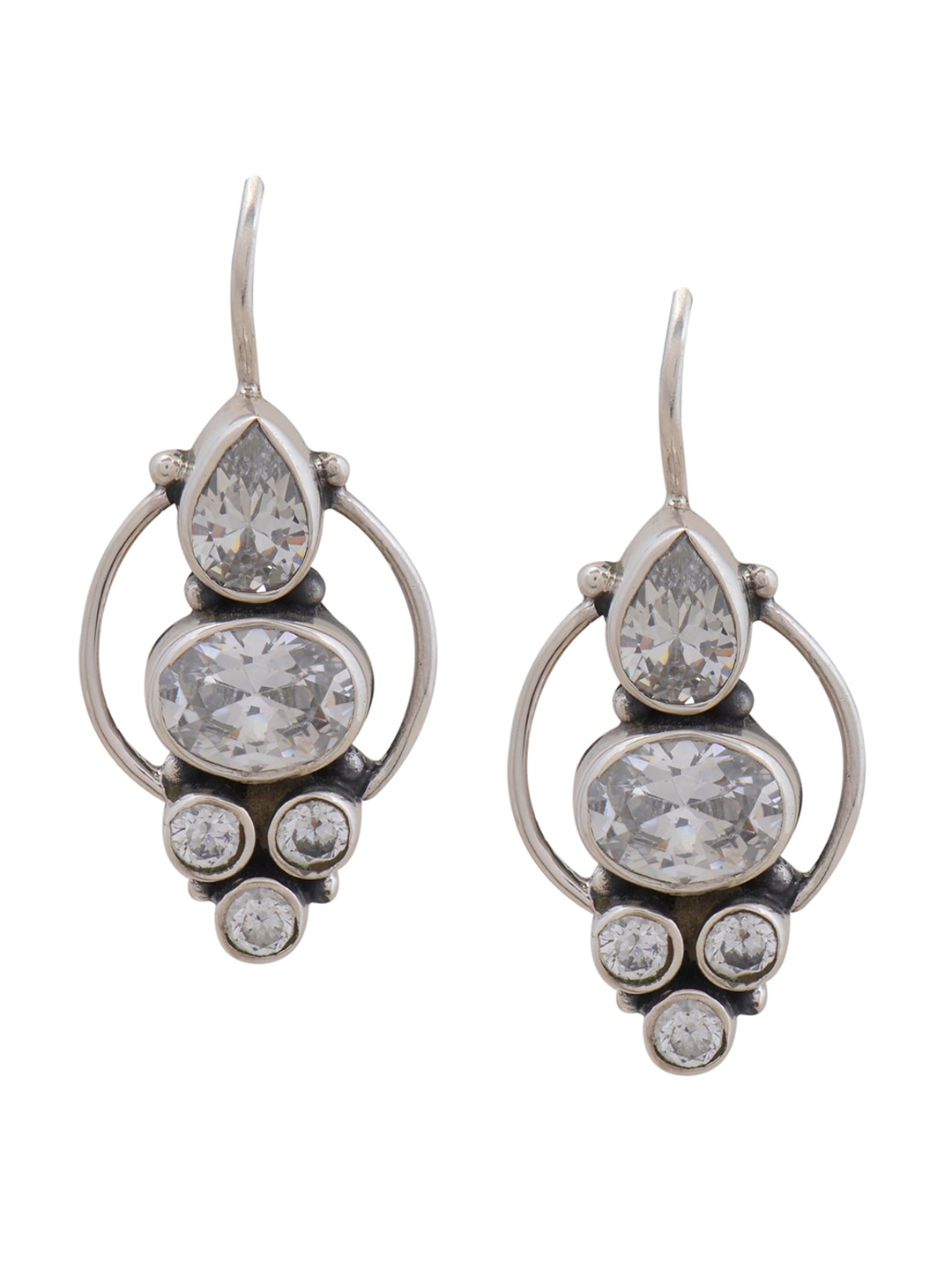 

Silverwala 925 Silver Zirconia Contemporary Drop Earrings