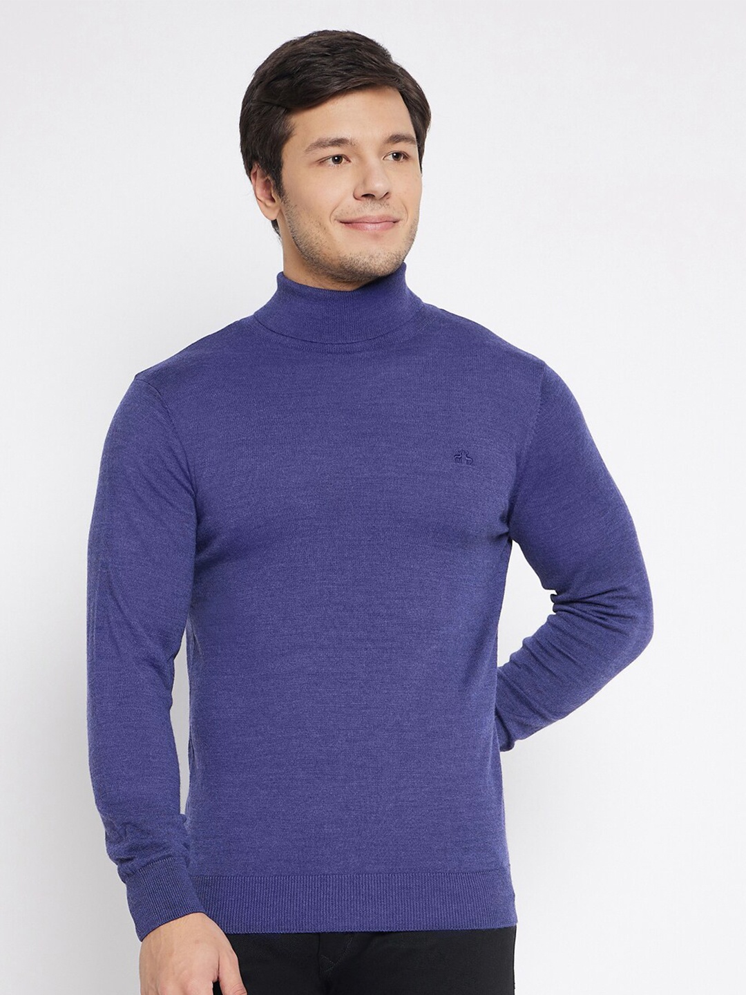 

98 Degree North High Neck Woolen Pullover Sweater, Blue