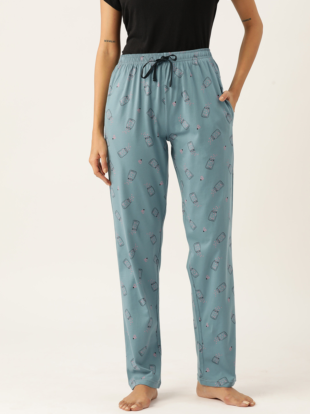 

Leading Lady Women Printed Cotton Lounge Pants, Sea green