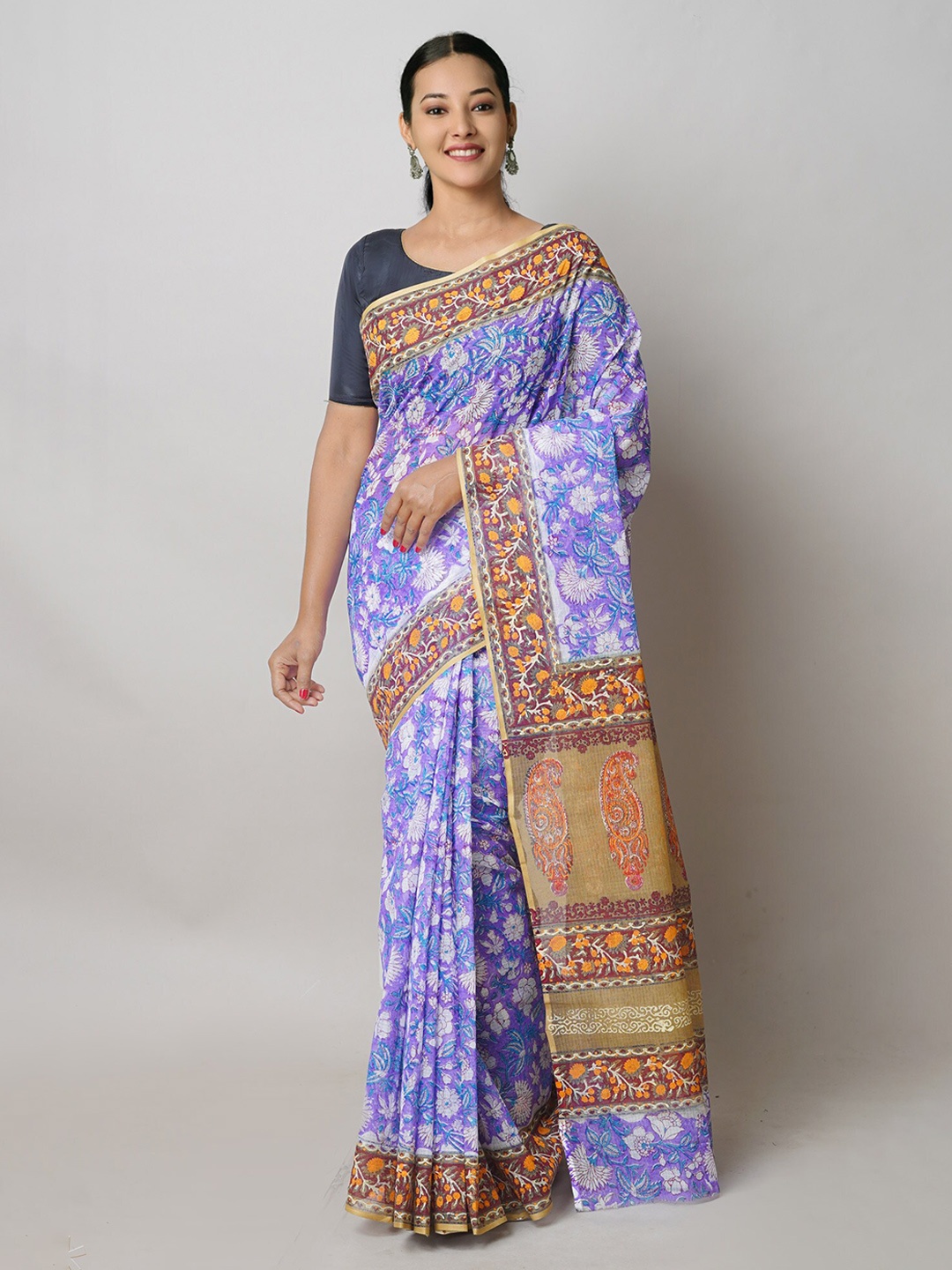 

Unnati Silks Ethnic Motifs Pure Cotton Handloom Kota Saree, Purple
