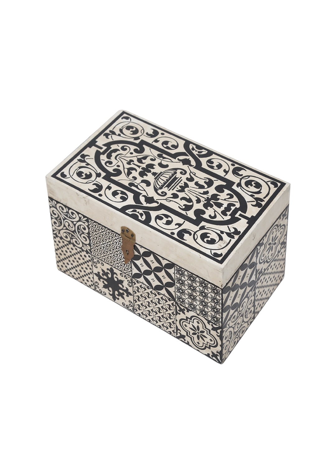 

Artisans Rose Korinna Black & Beige Printed Wooden Jewellery Organisers Box