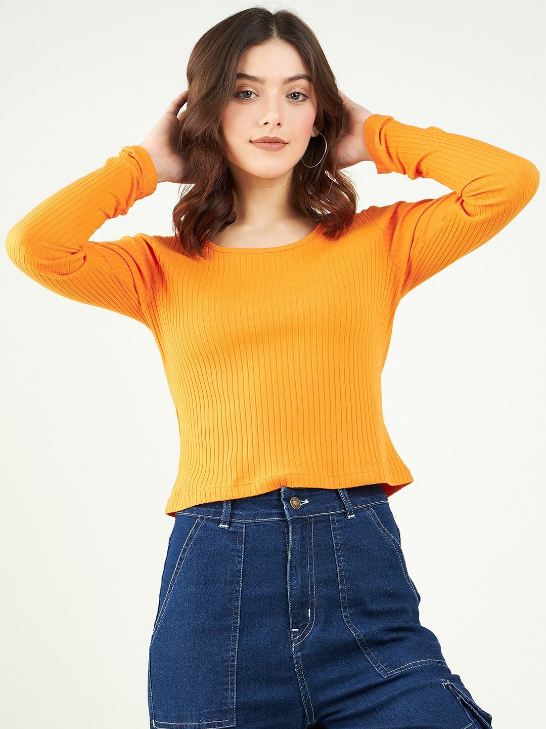 

Strong And Brave Round Neck Fitted Top, Orange