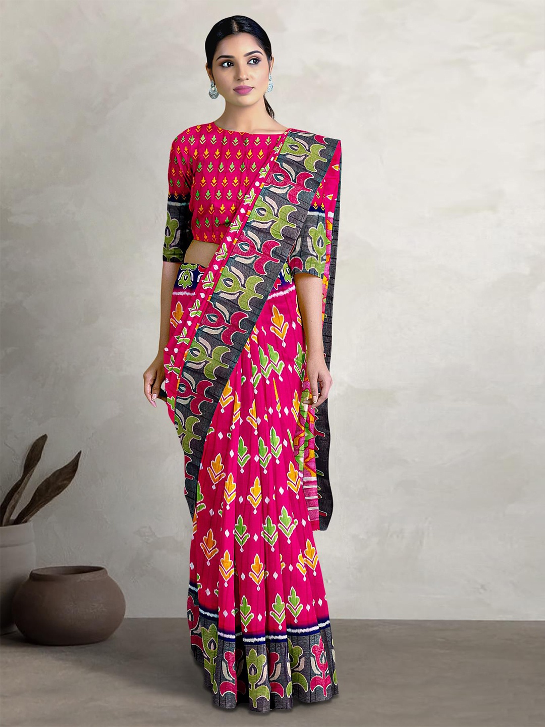 

Kalamandir Ethnic Motifs Printed Saree, Pink