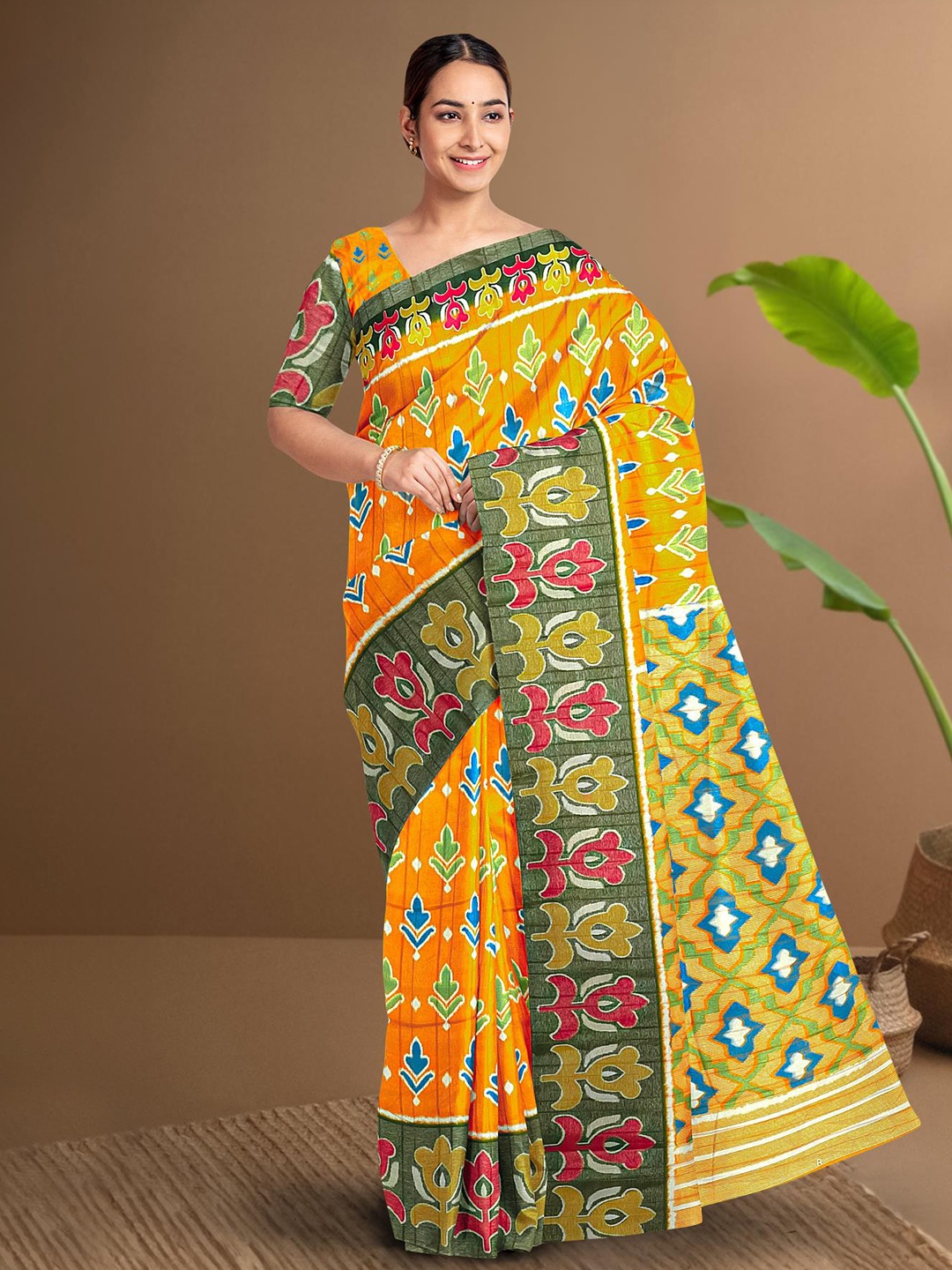 

Kalamandir Ethnic Motifs Printed Saree, Mustard