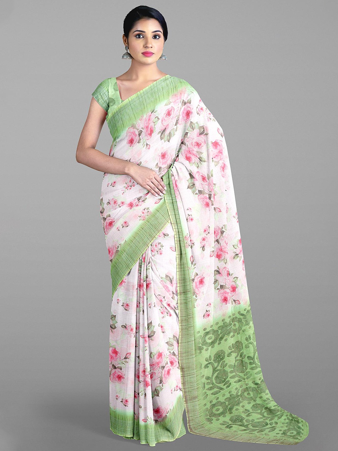 

Kalamandir Floral Printed Saree, White