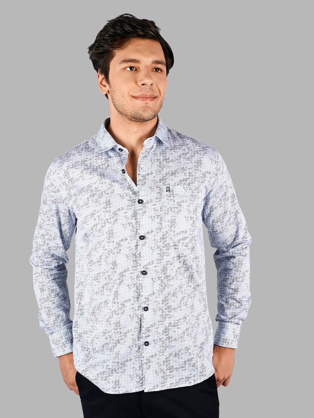 

TIM PARIS Comfort Abstract Printed Cotton Casual Shirt, Blue