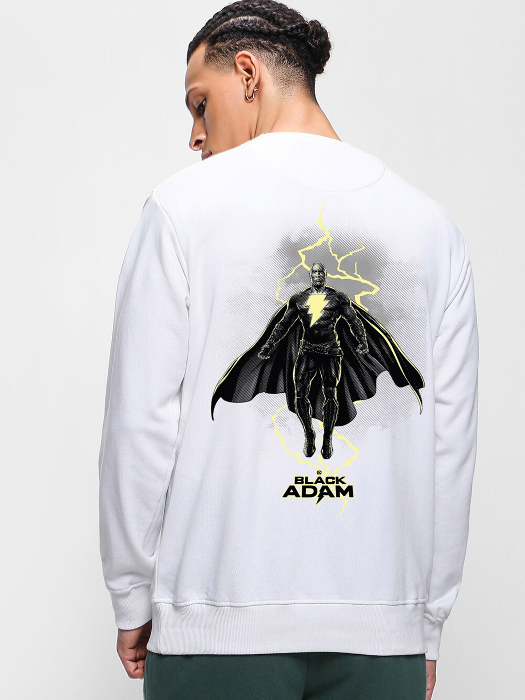 

Bewakoof White Black Adam Graphic Printed Fleece Pullover Sweatshirt