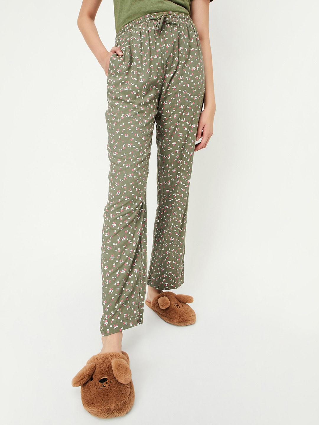 

max Women Floral Printed Lounge Pant, Olive