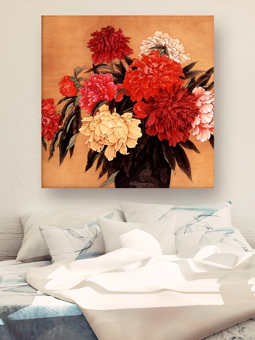 

Casperme Red & Pink Floral Canvas Framed Painting Wall Art