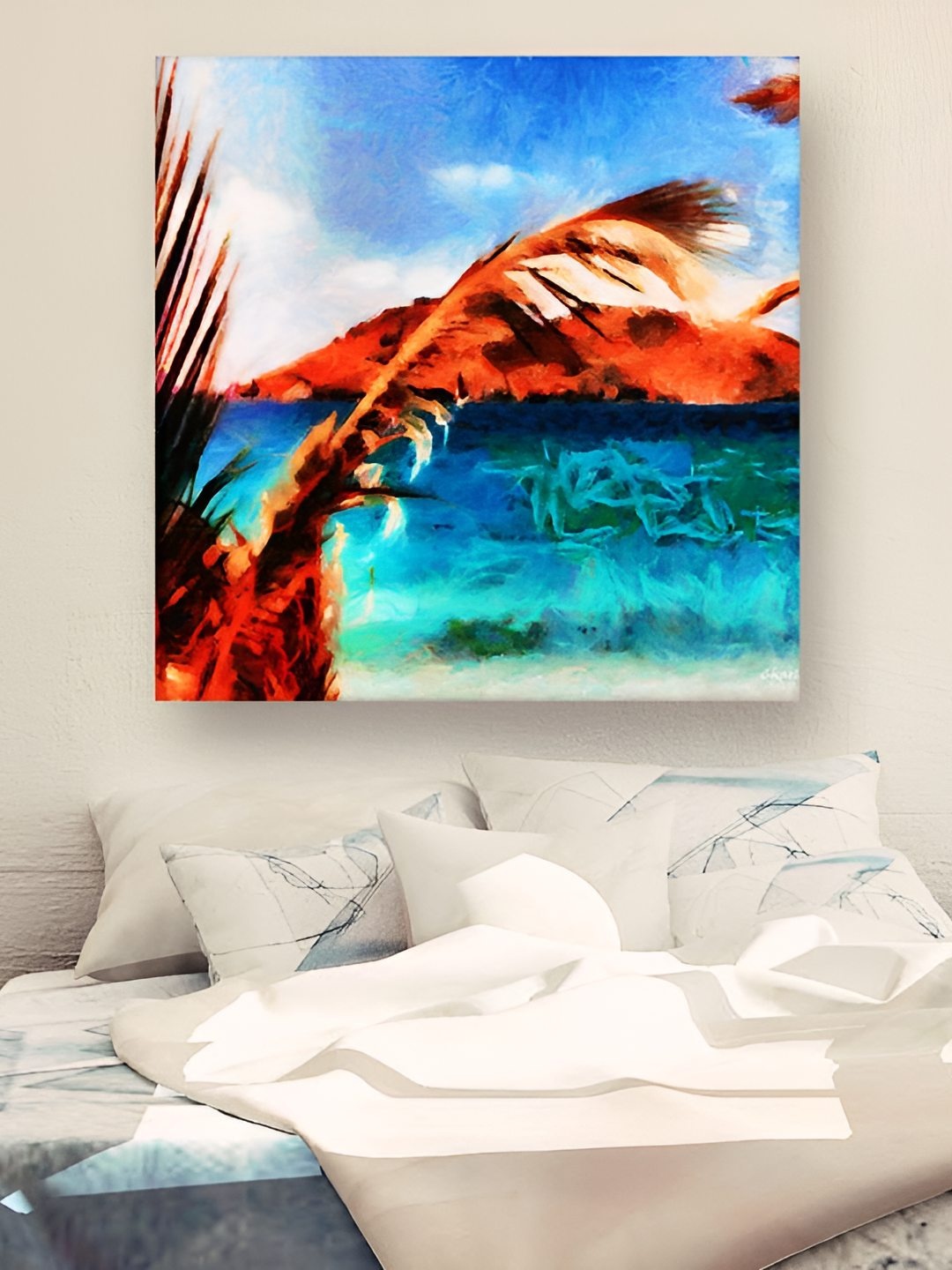 Casperme Red & Blue Canvas Framed Painting Abstarct Wall Art