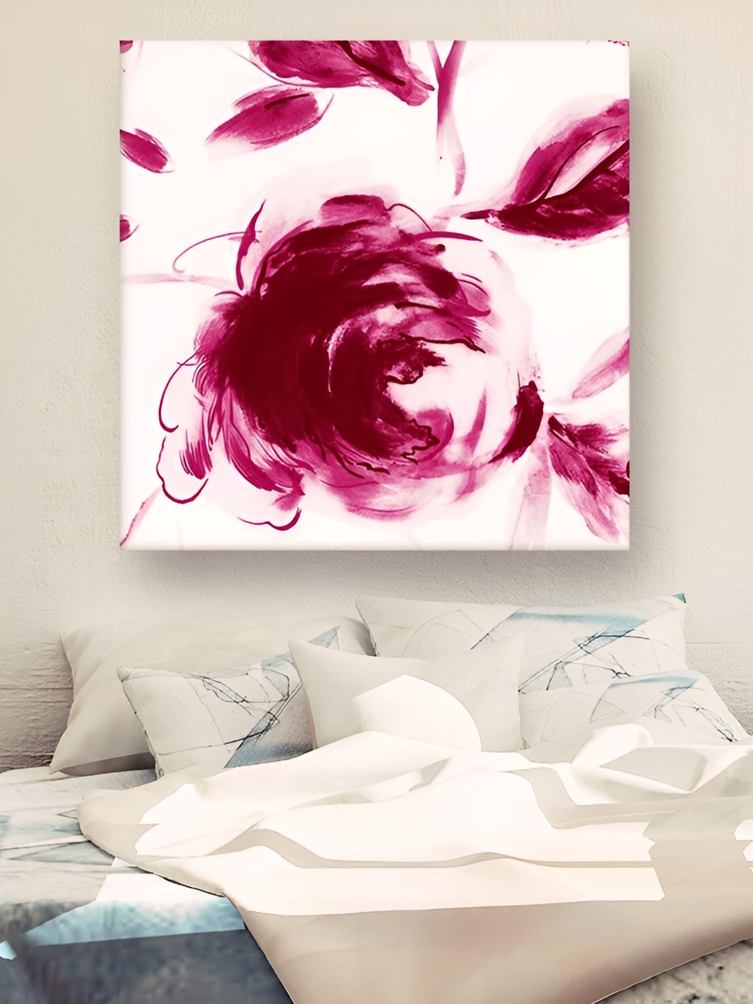 

Casperme White & Pink Canvas Framed Abstract Painting Wall Art