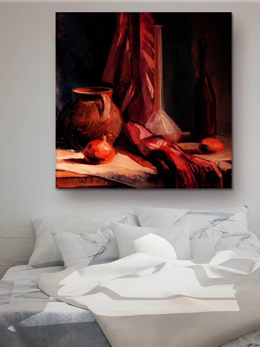 

Casperme Red Canvas Framed Painting Abstract Wall Art, Brown